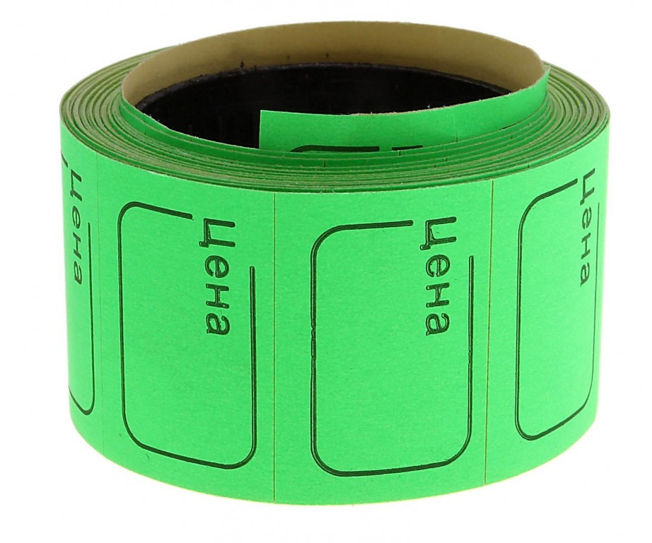 Ценник лента 20х30 мм, 170 шт в ролике, зеленый